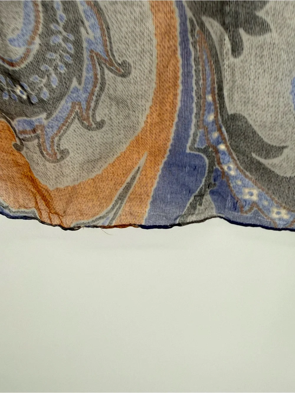 Unbranded Paisley Scarf Accessory Lightweight Chiffon Blue Orange Boho